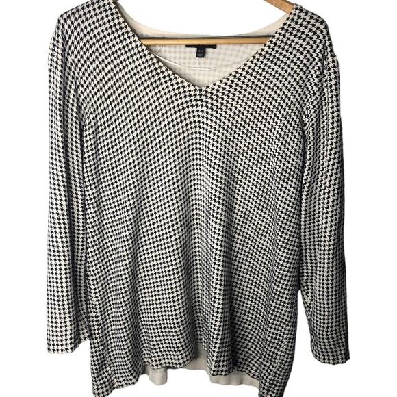 LANE Bryant black white houndstooth fine gauge sweater tunic, 18/20 - Picture 1 of 8